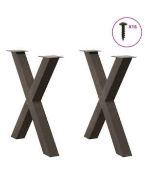 Picioare de masă în formă de X, 2 buc., oțel natural, 80x(72-73) cm - WOODBB2085