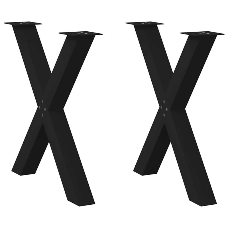 Picioare de masă în formă de X, 2 buc., negru, 70x(72-73) cm, oțel - WOODBB2086 Picioare de masă în formă de X, 2 buc., negru, 70x(72-73) cm, oțel - WOODBB2086