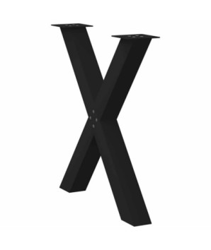 Picioare de masă în formă de X, 2 buc., negru, 70x(72-73) cm, oțel - WOODBB2086