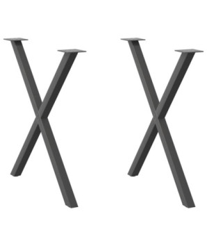 Picioare de masă în formă de X, 2 buc., antracit, 80x(72-73) cm, oțel - WOODBB2087