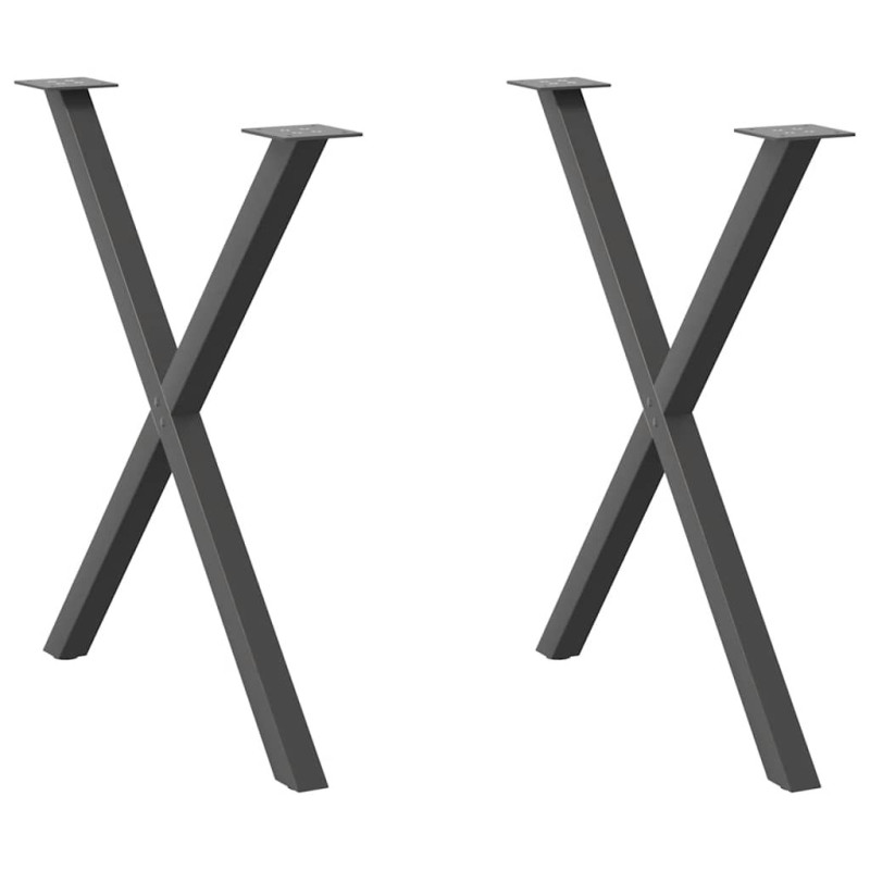 Picioare de masă în formă de X, 2 buc., antracit, 80x(72-73) cm, oțel - WOODBB2087