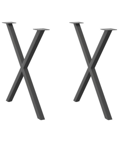 Picioare de masă în formă de X, 2 buc., antracit, 80x(72-73) cm, oțel - WOODBB2087