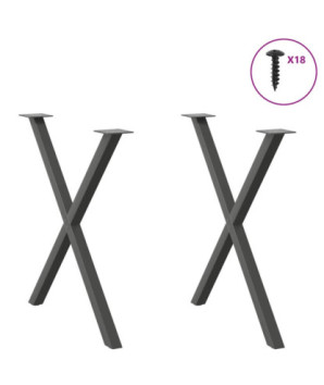 Picioare de masă în formă de X, 2 buc., antracit, 80x(72-73) cm, oțel - WOODBB2087