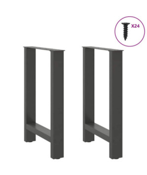 Picioare de masă antracit, 2 buc., 60x(72-73) cm, oțel - WOODBB2092