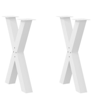 Picioare de masă în formă de X, 2 buc., alb, 50x(72-73) cm, oțel - WOODBB2097