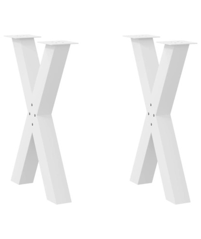 Picioare de masă în formă de X, 2 buc., alb, 50x(72-73) cm, oțel - WOODBB2097