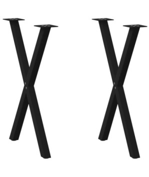 Picioare de masă în formă de X, 2 buc., negru, 50x(72-73) cm, oțel - WOODBB2098