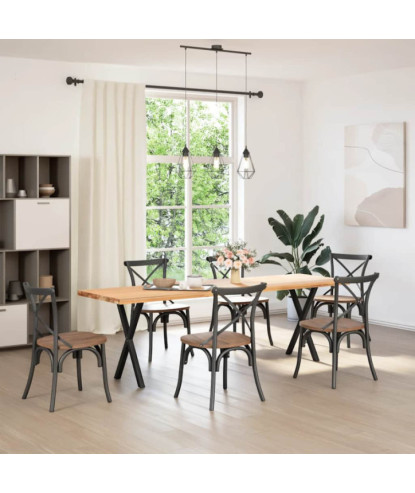 Picioare de masă în formă de X, 2 buc., negru, 50x(72-73) cm, oțel - WOODBB2098