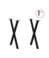 Picioare de masă în formă de X, 2 buc., negru, 50x(72-73) cm, oțel - WOODBB2098