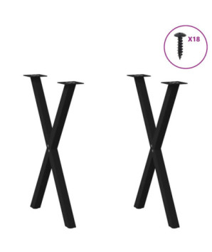 Picioare de masă în formă de X, 2 buc., negru, 50x(72-73) cm, oțel - WOODBB2098