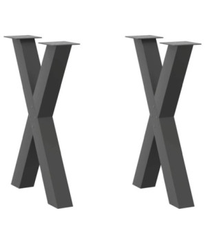 Picioare de masă în formă de X, 2 buc., antracit, 60x(72-73) cm, oțel - WOODBB2099
