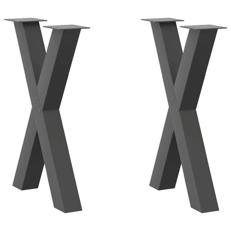 Picioare de masă în formă de X, 2 buc., antracit, 60x(72-73) cm, oțel - WOODBB2099
