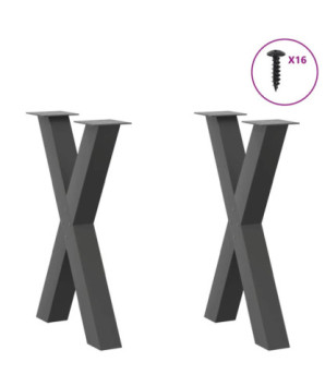 Picioare de masă în formă de X, 2 buc., antracit, 60x(72-73) cm, oțel - WOODBB2099