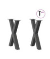 Picioare de masă în formă de X, 2 buc., antracit, 60x(72-73) cm, oțel - WOODBB2099