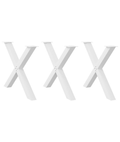 Picioare de masă în formă de X, 3 buc., alb, 90x(72-73) cm, oțel - WOODBB2100