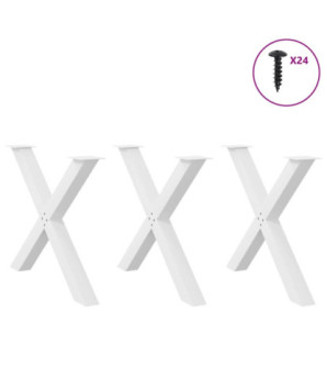 Picioare de masă în formă de X, 3 buc., alb, 90x(72-73) cm, oțel - WOODBB2100