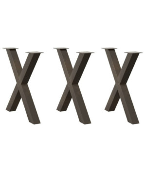 Picioare de masă în formă de X, 3 buc., oțel natural, 80x(72-73) cm - WOODBB2101