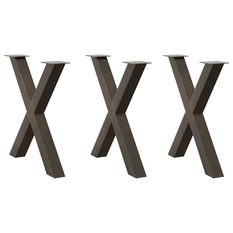 Picioare de masă în formă de X, 3 buc., oțel natural, 80x(72-73) cm - WOODBB2101