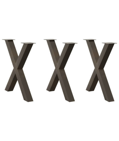 Picioare de masă în formă de X, 3 buc., oțel natural, 80x(72-73) cm - WOODBB2101