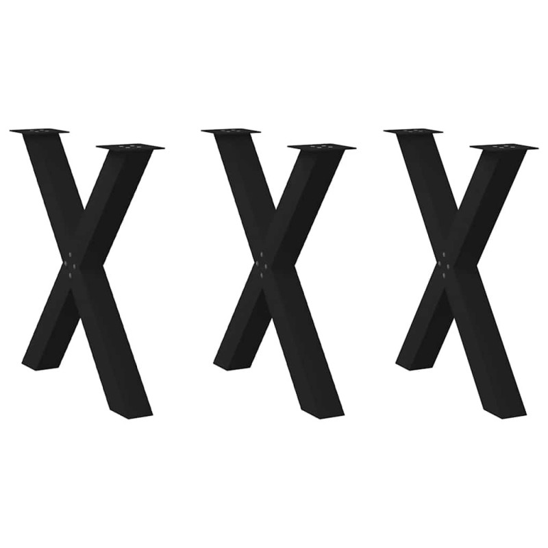 Picioare de masă în formă de X, 3 buc., negru, 70x(72-73) cm, oțel - WOODBB2102