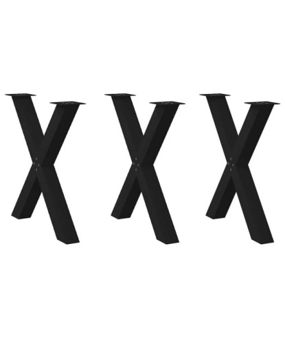 Picioare de masă în formă de X, 3 buc., negru, 70x(72-73) cm, oțel - WOODBB2102