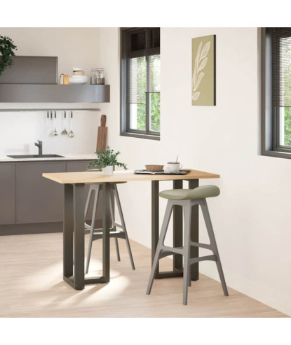 Picioare de masă de bar în formă de T, 2 buc., negru, 40x35x(90-91) cm, oțel - WOODBB2104
