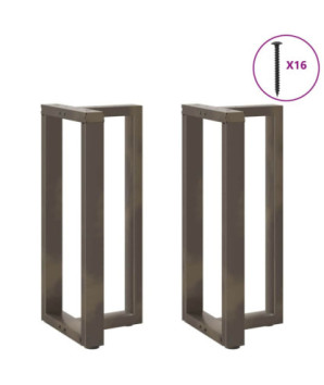 Picioare de masă de bar în formă de T, 2 buc., negru, 40x35x(90-91) cm, oțel - WOODBB2104