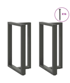 Picioare de masă de bar în formă de T, 2 buc., antracit, 60x35x(90-91) cm, oțel - WOODBB2106
