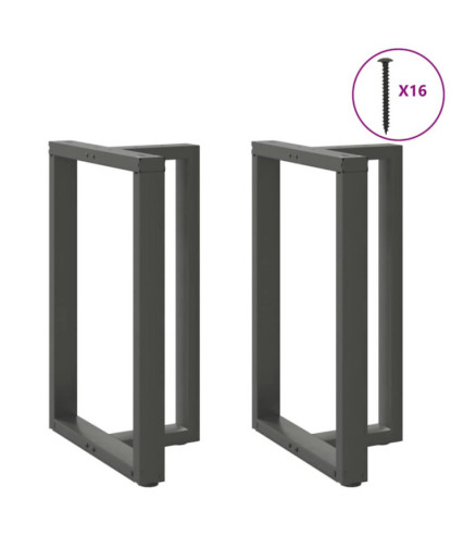 Picioare de masă de bar în formă de T, 2 buc., antracit, 60x35x(90-91) cm, oțel - WOODBB2106