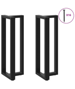 Picioare de masă de bar în formă de T, 2 buc., negru, 40x35x(110-111) cm, oțel - WOODBB2107