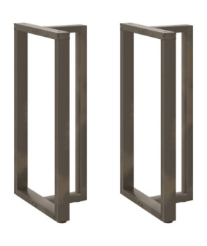 Picioare de masă de bar în formă de T, 2 buc., negru, 60x35x(110-111) cm, oțel - WOODBB2108