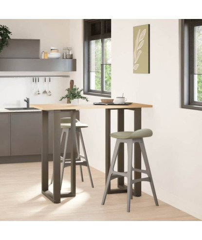 Picioare de masă de bar în formă de T, 2 buc., negru, 60x35x(110-111) cm, oțel - WOODBB2108