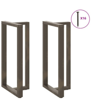 Picioare de masă de bar în formă de T, 2 buc., negru, 60x35x(110-111) cm, oțel - WOODBB2108