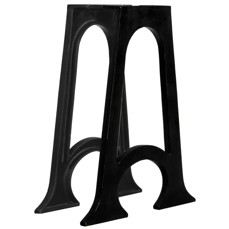 Picioare de masă 2 buc. cu bază arcuită în formă de A, Fontă, cu aspect industrial, cu aspect vintage - WOODBB2127