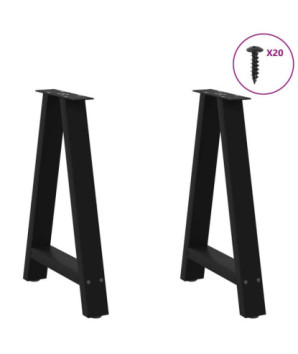 Picioare de masă în formă de A, 2 buc., negru, 60x(72-73) cm, oțel - WOODBB2145