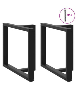 Picioare de masă în formă de T, 2 buc., negru, 90x35x(72-73) cm, oțel - WOODBB2147