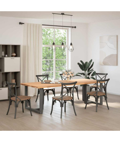 Picioare de masă în formă de T, 2 buc., antracit, 90x35x(72-73) cm, oțel - WOODBB2148