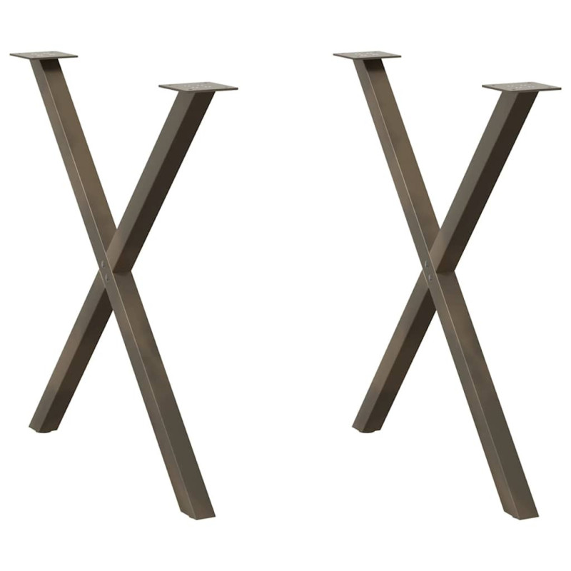 Picioare de masă în formă de X, 2 buc., oțel natural, 70x(72-73) cm - WOODBB2150