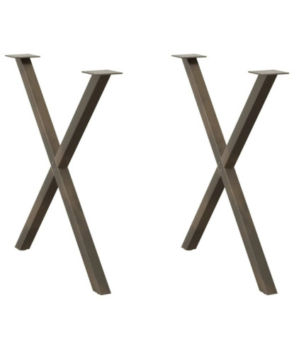 Picioare de masă în formă de X, 2 buc., oțel natural, 70x(72-73) cm - WOODBB2150