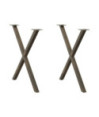 Picioare de masă în formă de X, 2 buc., oțel natural, 70x(72-73) cm - WOODBB2150