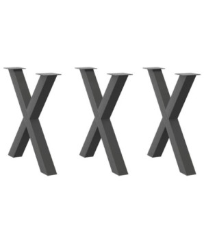 Picioare de masă în formă de X, 3 buc., antracit, 70x(72-73) cm, oțel - WOODBB2161