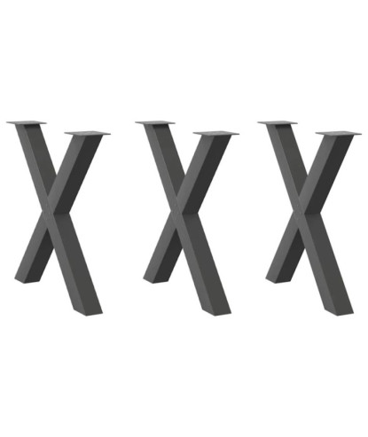 Picioare de masă în formă de X, 3 buc., antracit, 70x(72-73) cm, oțel - WOODBB2161