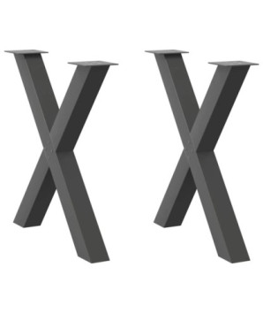 Picioare de masă în formă de X, 2 buc., antracit, 70x(72-73) cm, oțel - WOODBB2162