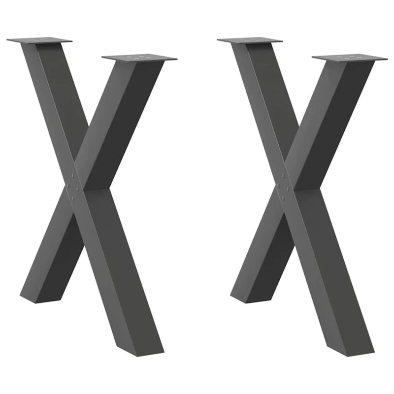 Picioare de masă în formă de X, 2 buc., antracit, 70x(72-73) cm, oțel - WOODBB2162 Picioare de masă în formă de X, 2 buc., antracit, 70x(72-73) cm, oțel - WOODBB2162