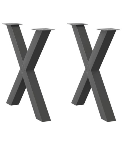Picioare de masă în formă de X, 2 buc., antracit, 70x(72-73) cm, oțel - WOODBB2162