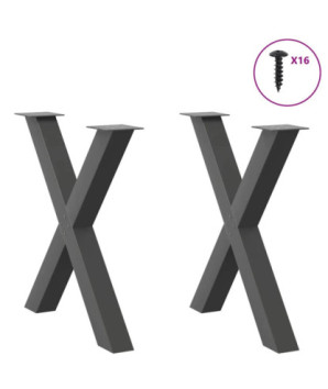 Picioare de masă în formă de X, 2 buc., antracit, 70x(72-73) cm, oțel - WOODBB2162