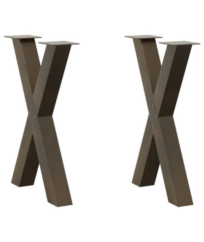 Picioare de masă în formă de X, 2 buc., oțel natural, 50x(72-73) cm - WOODBB2168