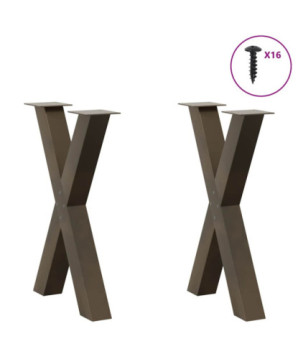 Picioare de masă în formă de X, 2 buc., oțel natural, 50x(72-73) cm - WOODBB2168