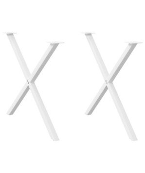 Picioare de masă în formă de X, 2 buc., alb, 90x(72-73) cm, oțel - WOODBB2169