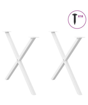 Picioare de masă în formă de X, 2 buc., alb, 90x(72-73) cm, oțel - WOODBB2169